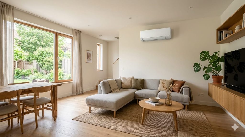 Airco in moderne woonkamer in Hengelo